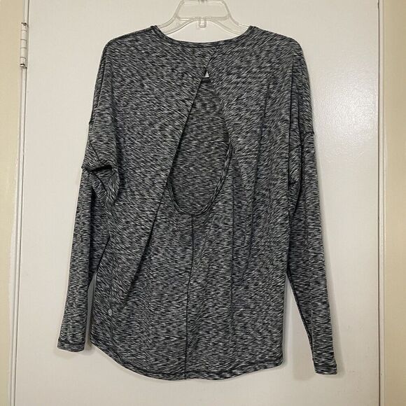 Lululemon space dye black long sleeve keyhole back shirt size 10 - Picture 2 of 3